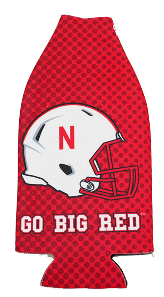 Dot Print Nebraska Helmet Bottle Koozie