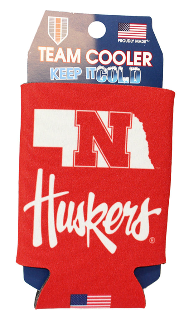 Husker Helmet N State Koozie