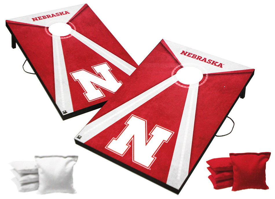 Nebraska Solid Wood 2 by 3 LED Cornhole