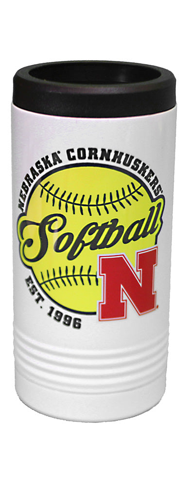 Nebraska Cornhuskers Softball Metal Slim Can Coolie