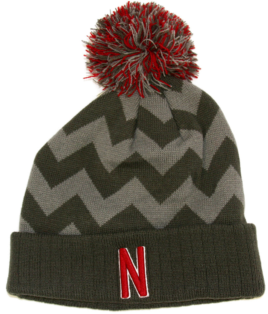 Chevron Gray Cuffed Knit  Hat