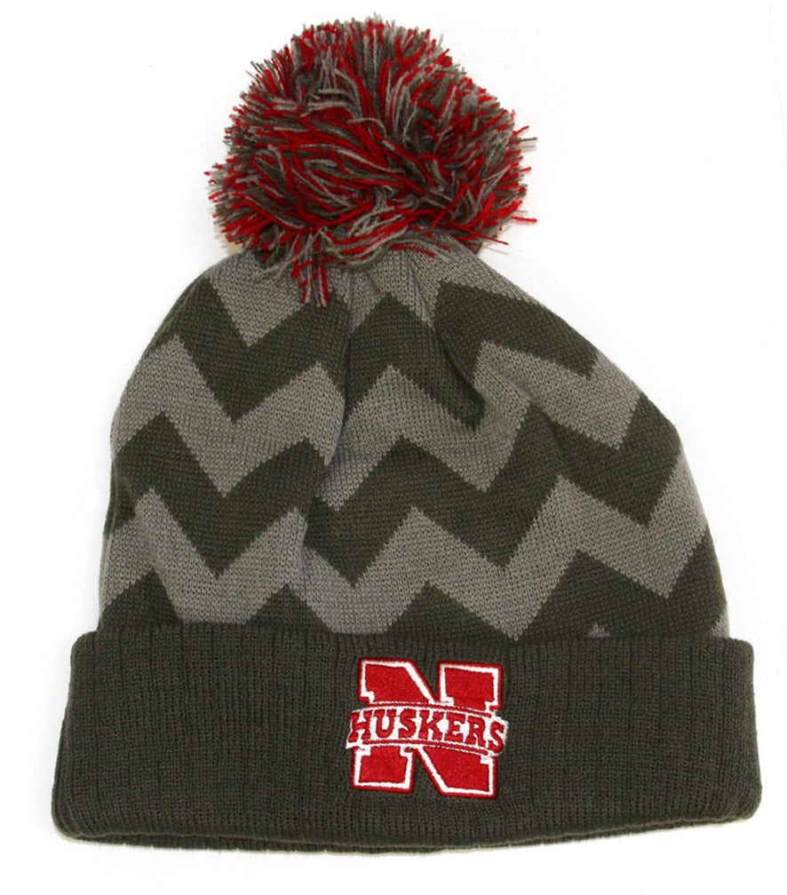 Chevron Gray Cuffed Knit  Hat