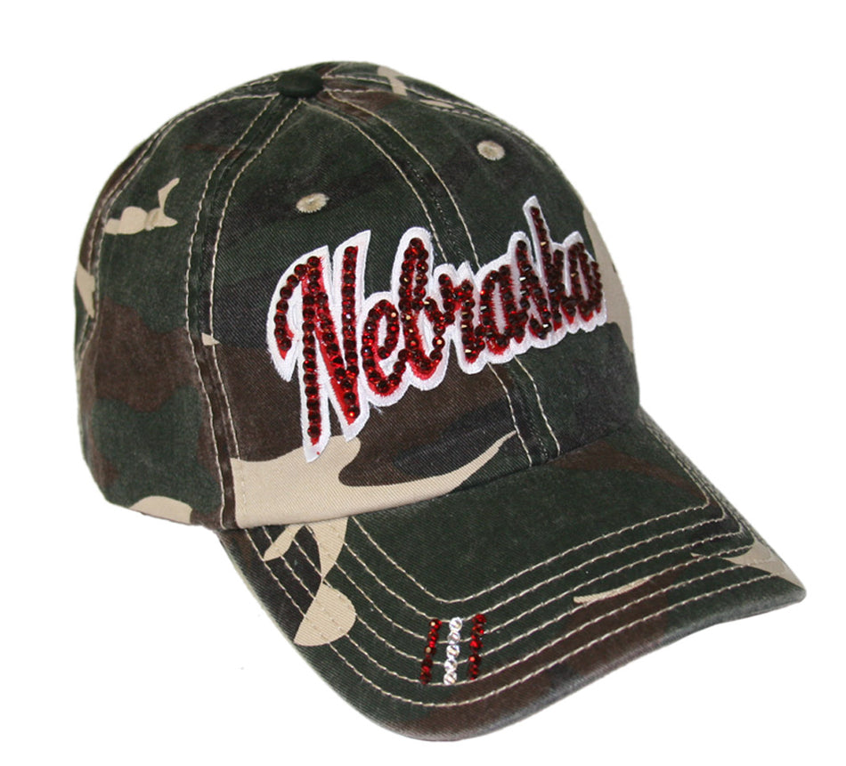Jeweled Nebraska Camo Trucker Cap