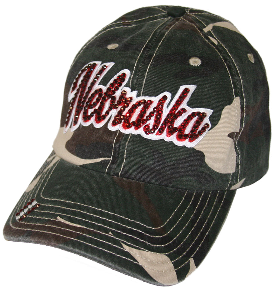 Jeweled Nebraska Camo Trucker Cap