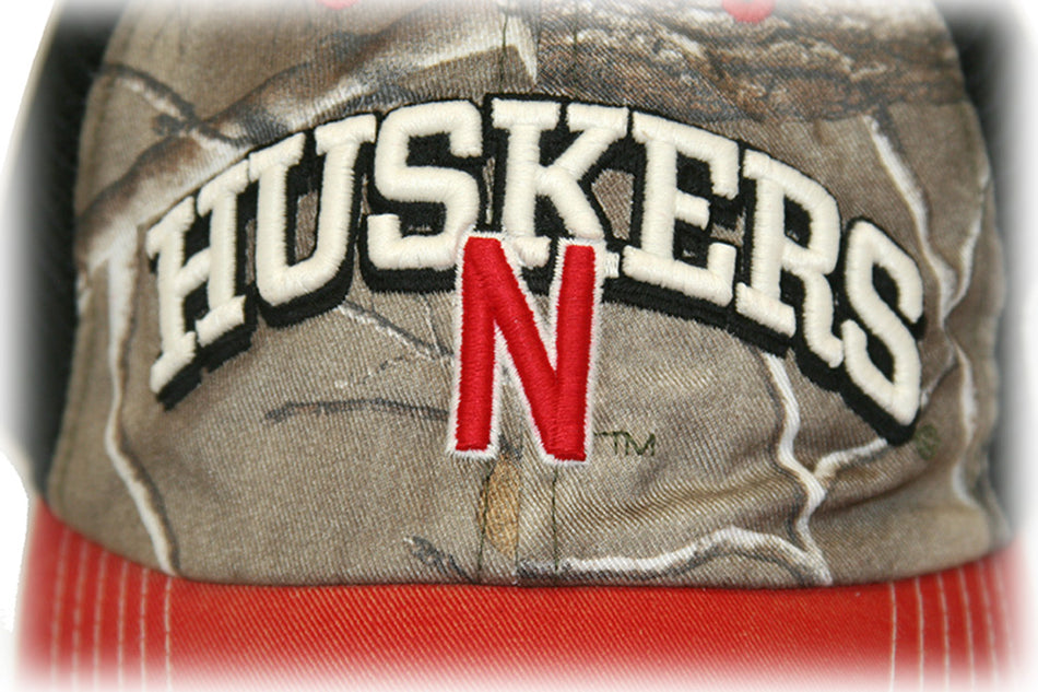 Nebraska N Camo DirtyX Trucker Cap