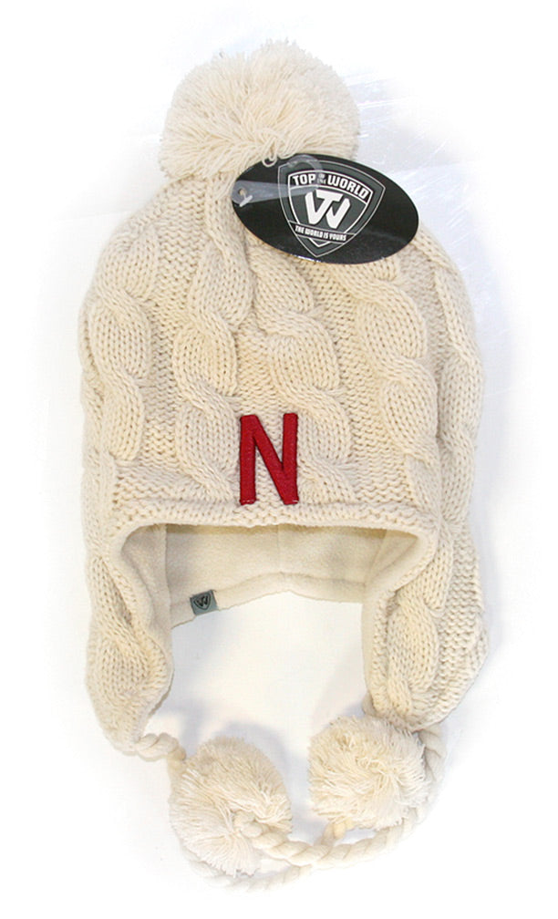 Husker Ladies Cable Knit Tassled Pom