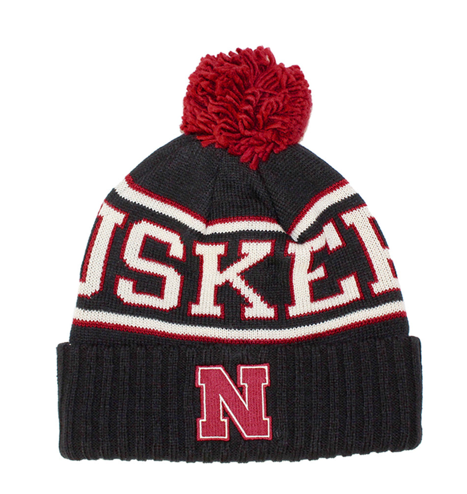 Adidas N Huskers Black Knit Pom Beanie