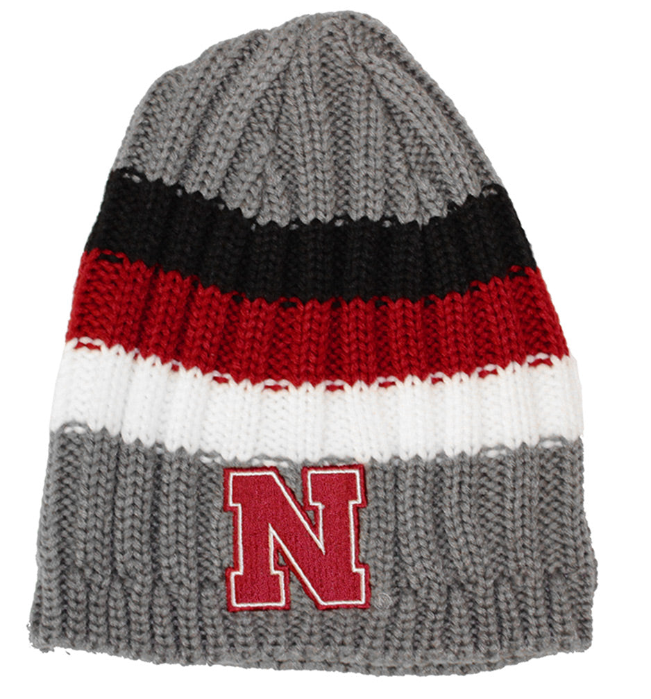 Adidas Nebraska Iron N 3 Stripe Gray Beanie