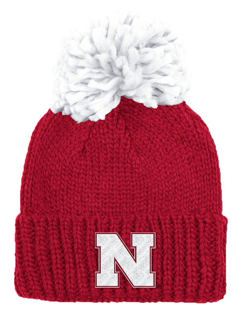 Adidas Ladies Nebraska N Pom Pom Beanie