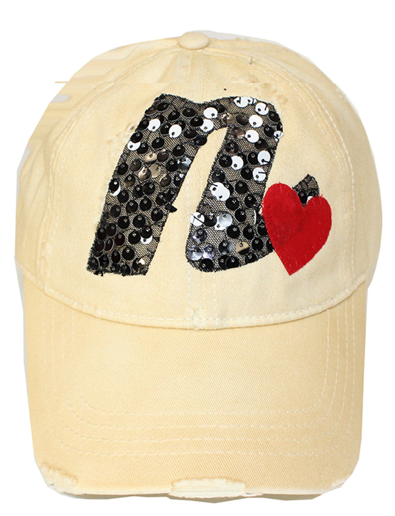 Sequined Nebraska N Heart Vintage Cap