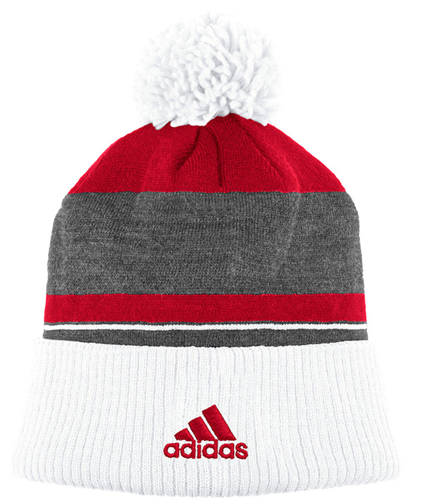 Adidas Heathered Nebraska Huskers Cuffed Pom Knit