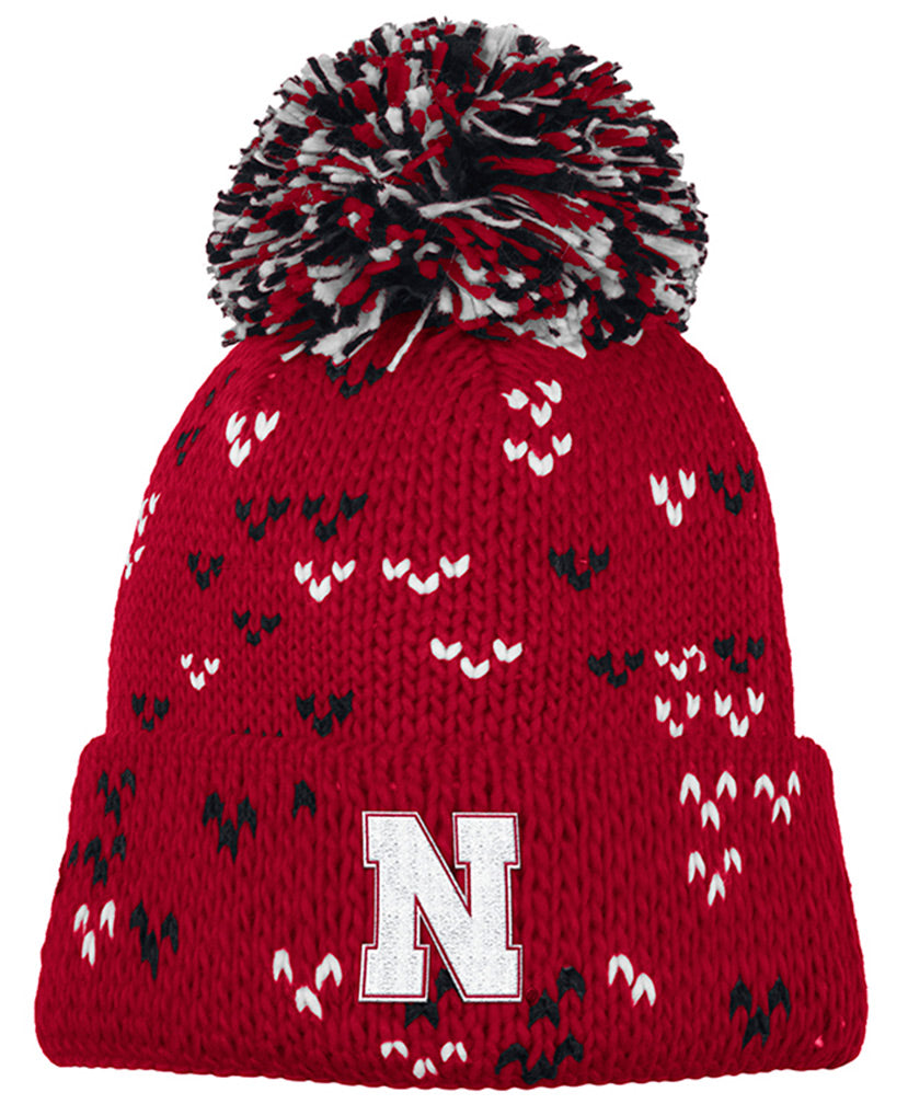 Adidas Nebraska Ladies Cuffed Speckled Pom Knit
