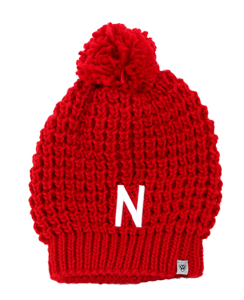 Ladies Husker N Cable Knit Pom Beanie