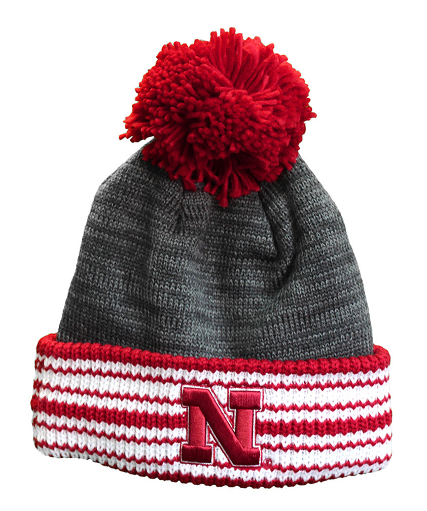 Adidas Nebraska Cuffed Stripe Pom Knit