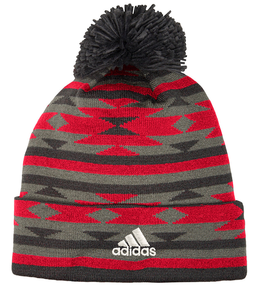 Adidas Nebraska Aztec Cuffed Pom Knit