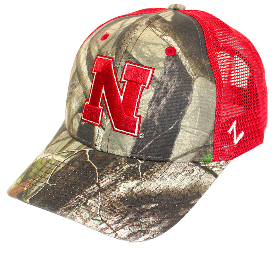 N Husker Trucker Camo Mesh Back