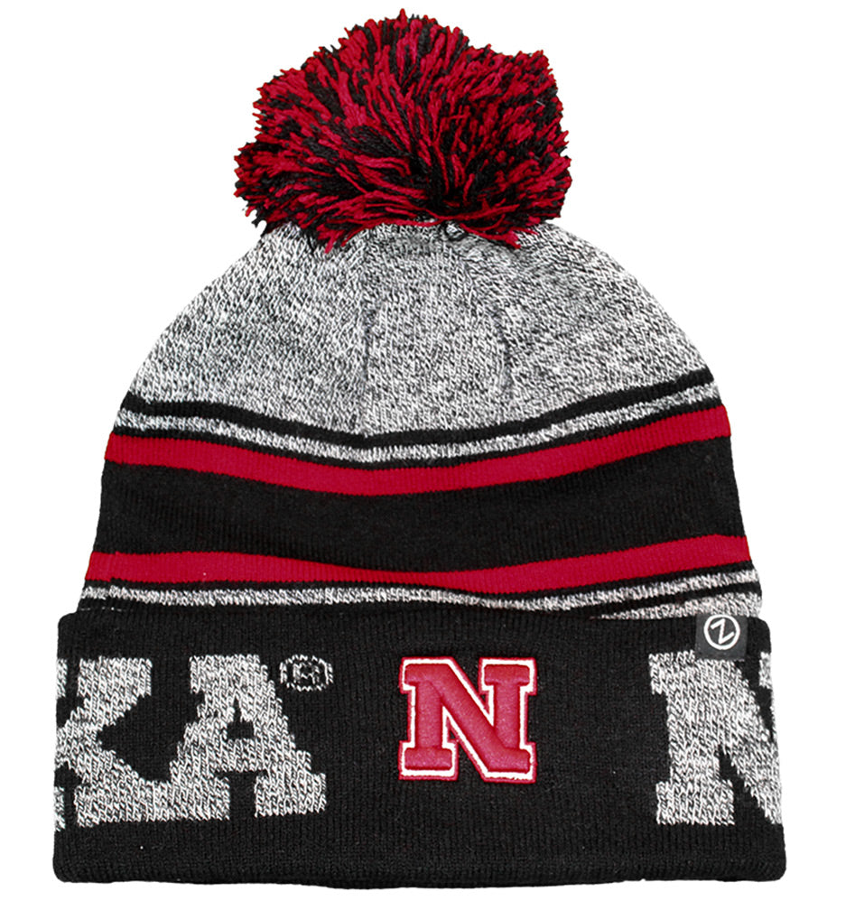 Nebraska Orbit Cuffed Knit Pom