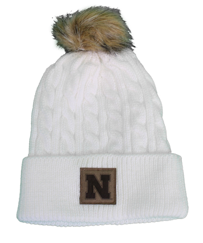 Ladies Cuffed Pom Knit Nebraska Beanie