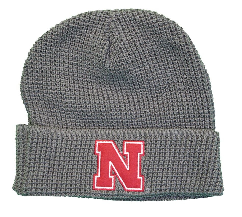 Nebraska N Waffle Cuff Knit - Charcoal