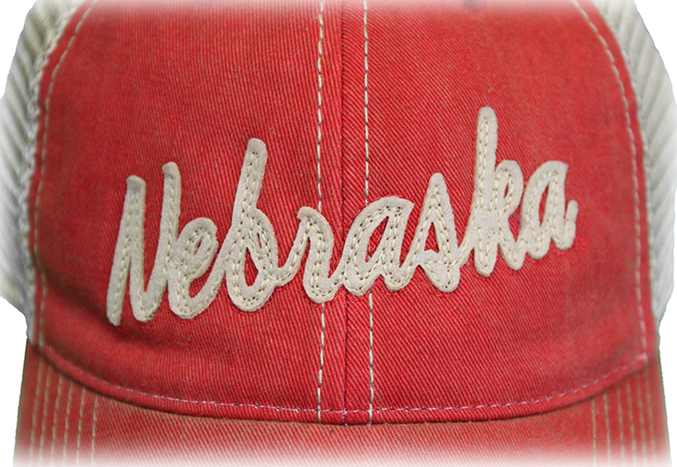 Red N Gold Stitched Nebraska Trucker