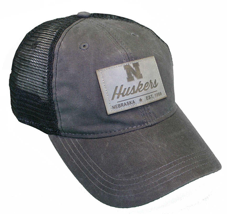 N Huskers Leather Patch Trucker