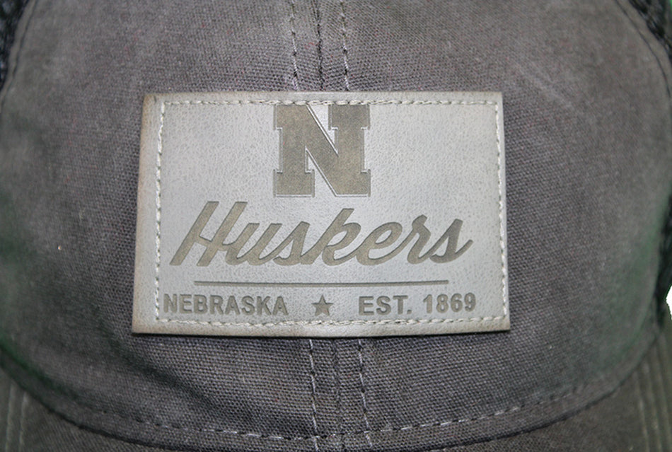 N Huskers Leather Patch Trucker