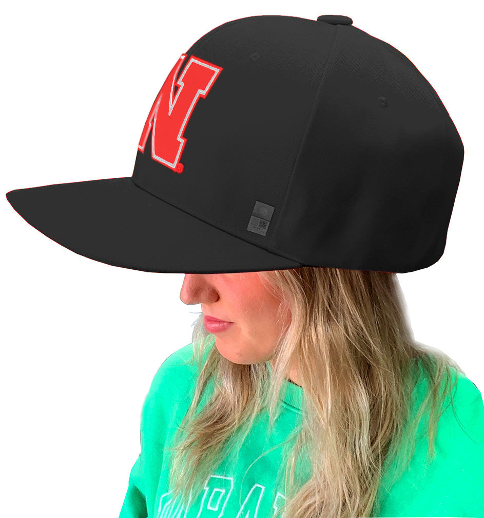 Big Black Nebraska Huskers Jumbo Flat Bill Noggin Boss
