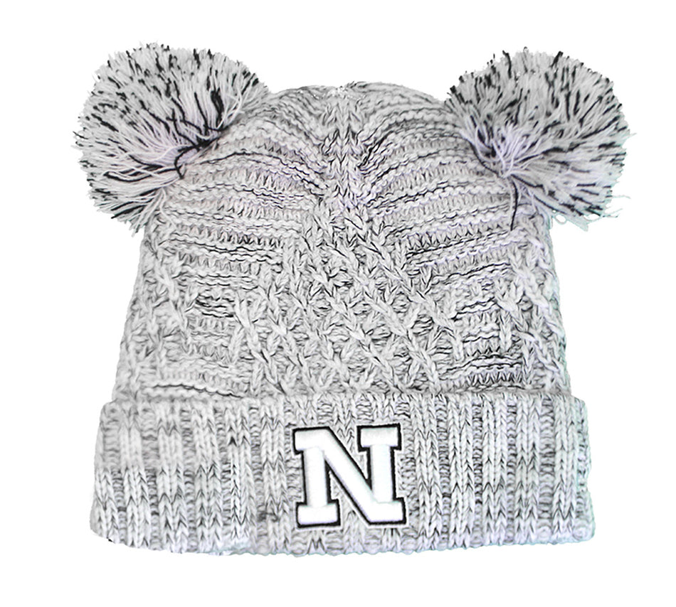 Womens Knit Duel Pom Cuffed Knit