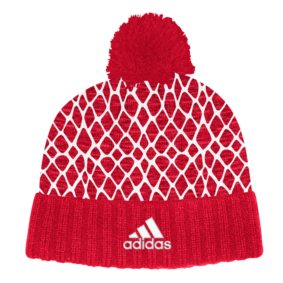 Adidas Nebraska Diamond Front Cuffed Pom Knit Hat