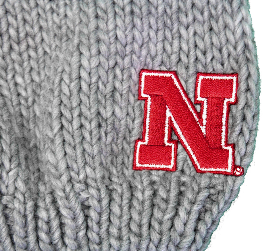 Womens Nebraska Leia Double Pom Knit