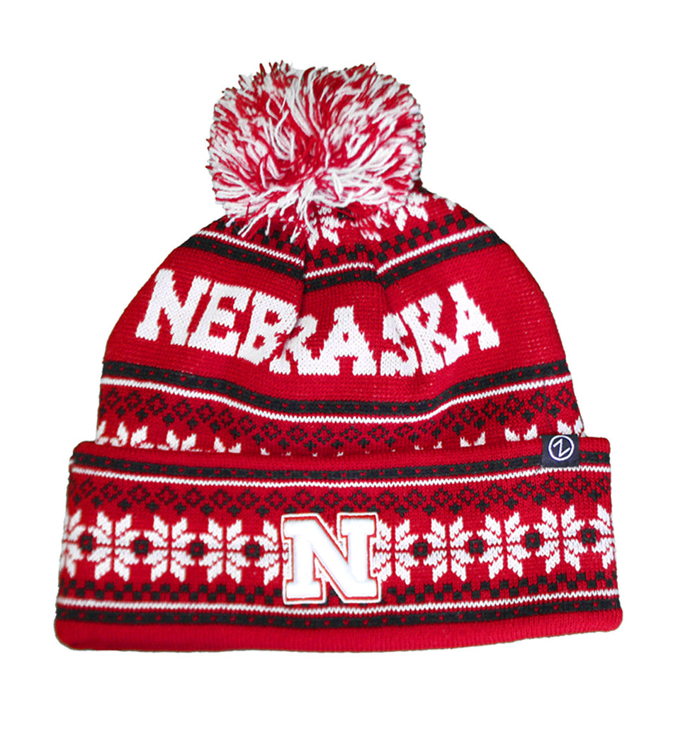 Nebraska Blitzen Snowflake Knit Pom