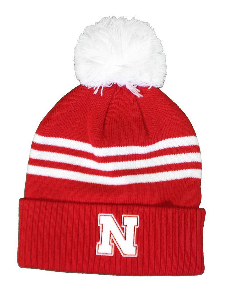 Adidas Nebraska 3 Stripe Cuffed Beanie