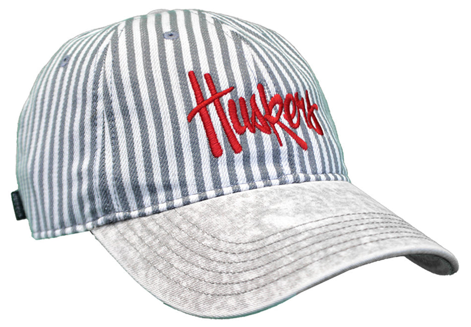Womens Grey Stripe Stone Washed Denim Huskers Lid