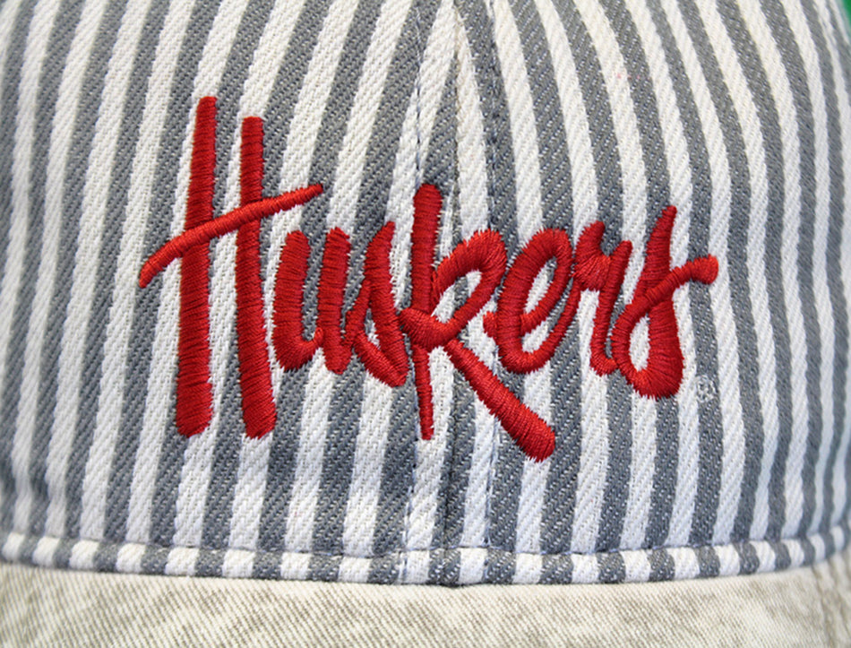 Womens Grey Stripe Stone Washed Denim Huskers Lid