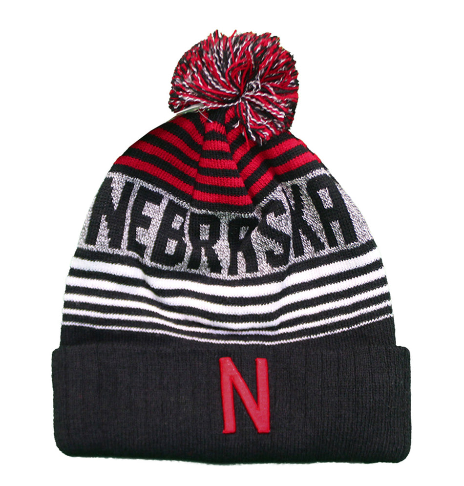 Huskers N Cuffed Knit Pom