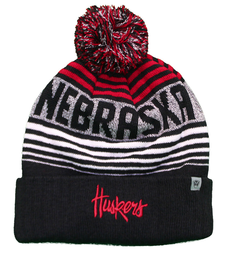Huskers N Cuffed Knit Pom