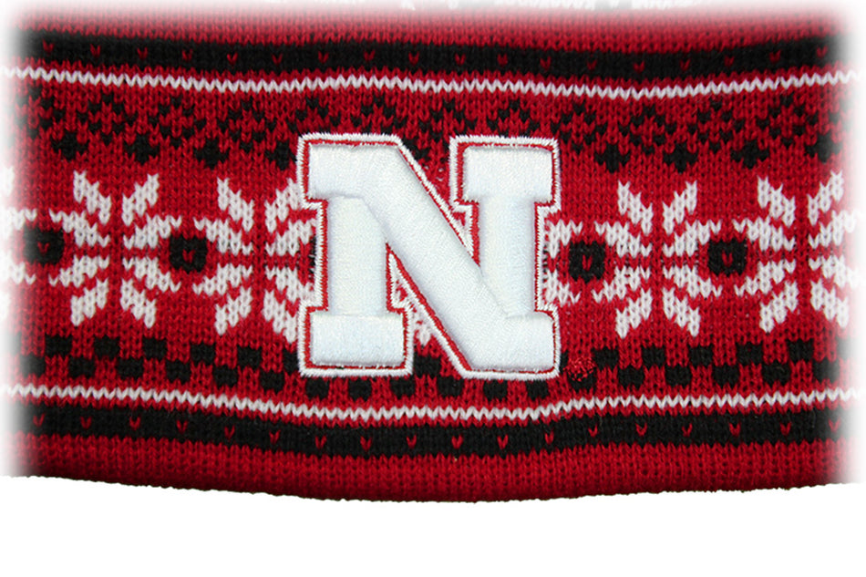 Nebraska Blitzen Snowflake Cuffed Pom
