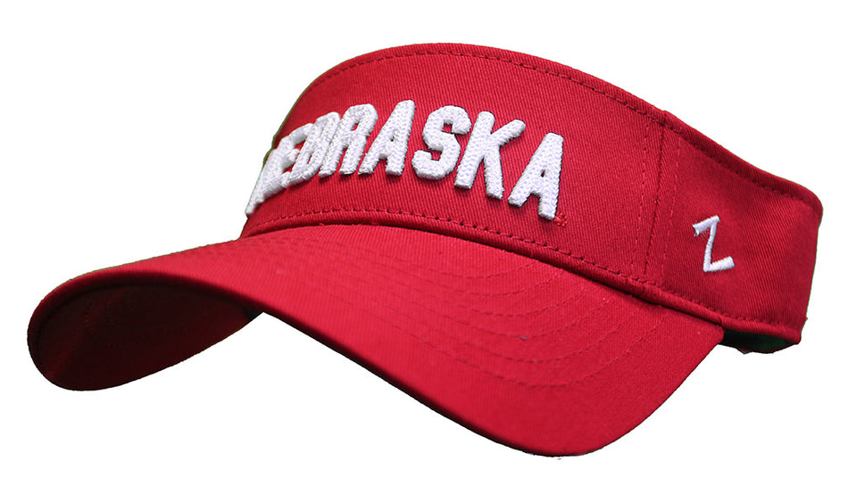 Nebraska Bleachers Red Cotton Visor Zephyr