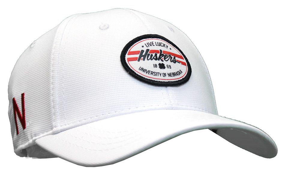 Huskers Live Lucky Black Clover Fitted Cap