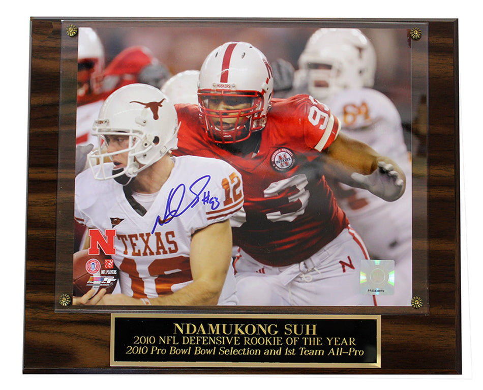 Suh Signed Sacked McCoy Plaque