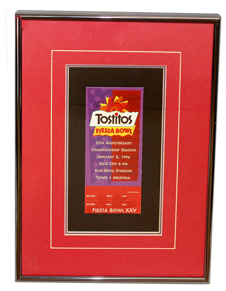 Framed Osborne Signed 1996 Fiesta Bowl Ticket