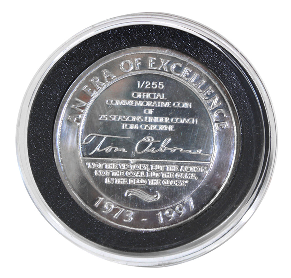 Tom Osborne 255 Career Wins Silver Plated Career Coin