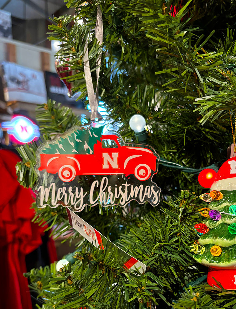 Nebraska Truck N Tree Christmas Ornament