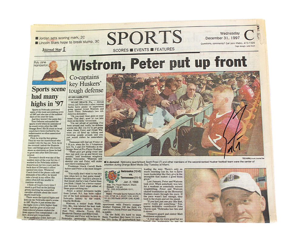 Scott Frost Autographed 1998 Orange Bowl Journal Star Preview Paper