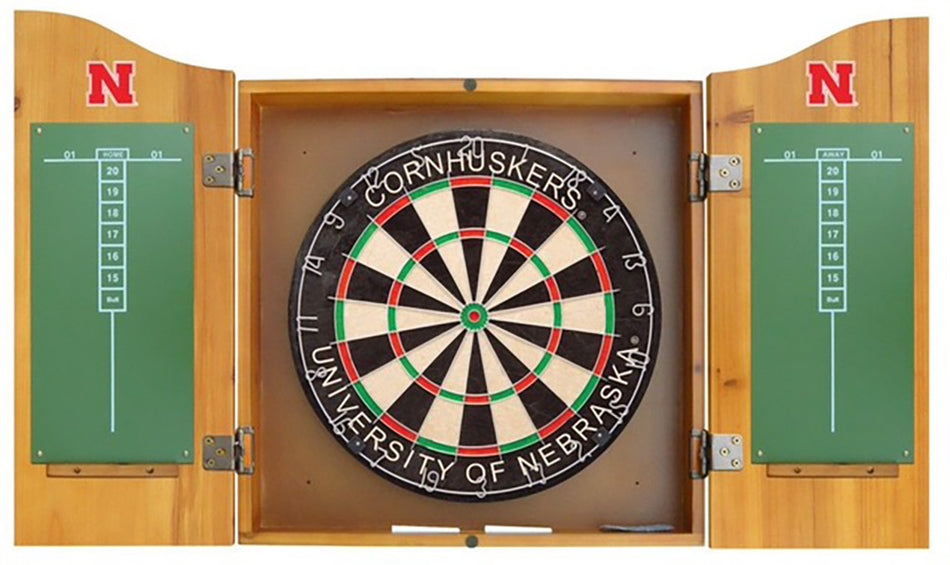 Nebraska Dart Board and Wall Case Set