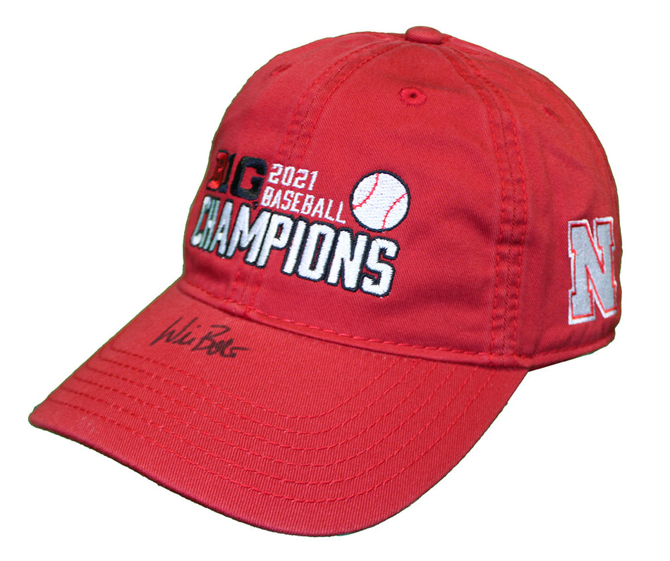 Bolt Signed Huskers 2021 Big Ten Baseball Champs Hat