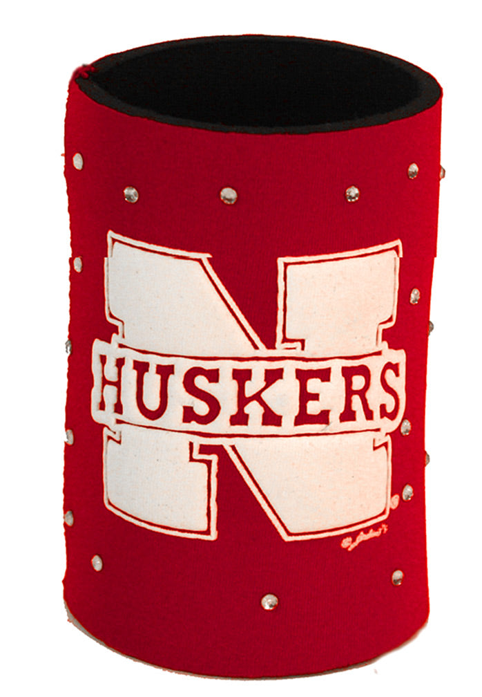 N Huskers Rhinestone Studded Koozie