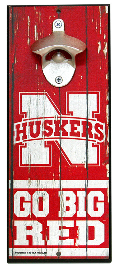 N Huskers Bottle Opener Sign Mount