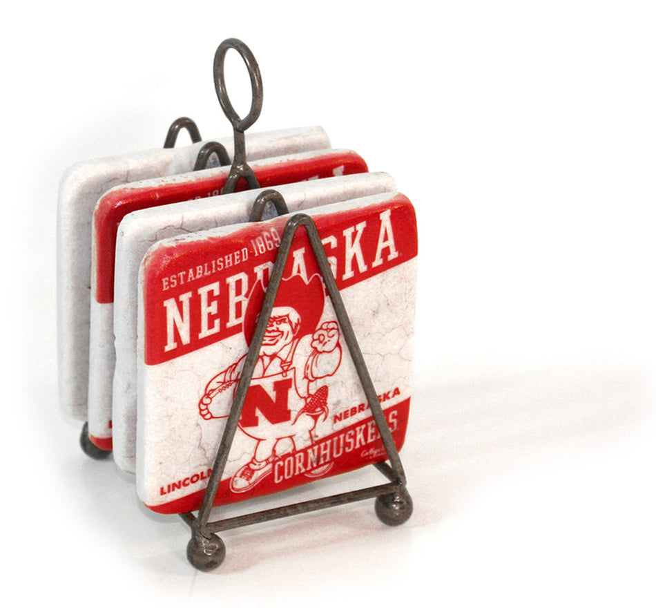Herbie Husker and Leather Helmet Coasters Set