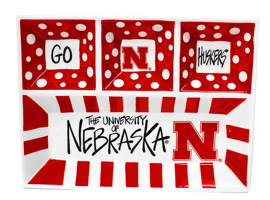 Nebraska Logos Polka Dot Section Platter